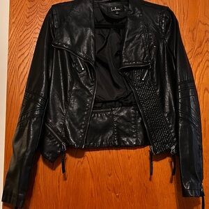 lulu Sleek Black vegan Leather moto Jacket